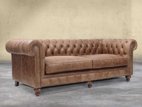 Arthur 4 Seat Chesterfield Sofa In Brown Vintage Leather