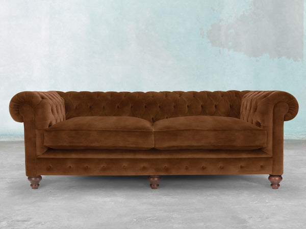 Arthur 4 Seat Chesterfield Sofa In Burnt Umber Vintage Velvet