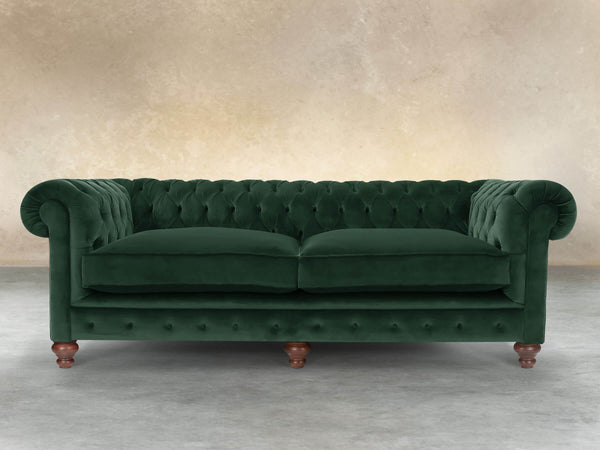 Arthur 4 Seat Chesterfield Sofa In Dark Green Lush Velvet