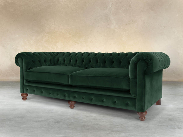 Arthur 4 Seat Chesterfield Sofa In Dark Green Lush Velvet