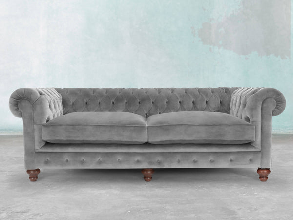 Arthur 4 Seat Chesterfield Sofa In Dove Vintage Velvet