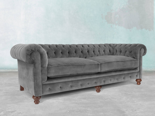 Arthur 4 Seat Chesterfield Sofa In Dove Vintage Velvet