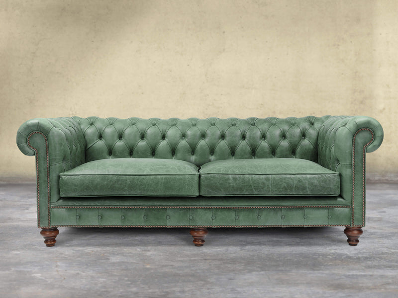 Arthur Seat Chesterfield Sofa In Green Vintage Leather