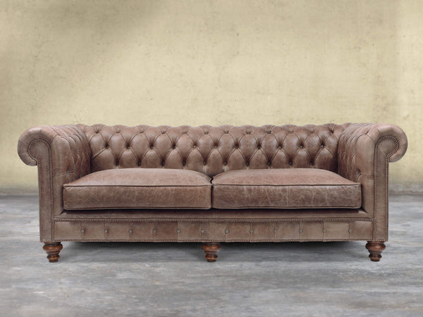 Arthur 4 Seat Chesterfield Sofa In Hickory Vintage Leather