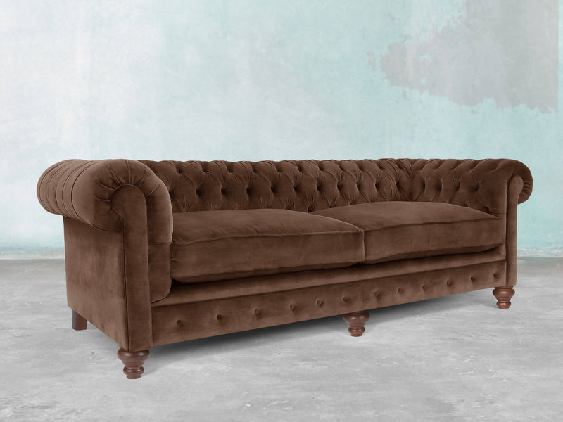 Arthur 4 Seat Chesterfield Sofa In Hickory Vintage Velvet