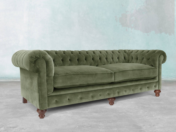 Arthur 4 Seat Chesterfield Sofa In Jade Vintage Velvet