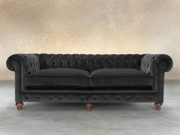 Arthur 4 Seat Chesterfield Sofa In Jet Black Lush Velvet