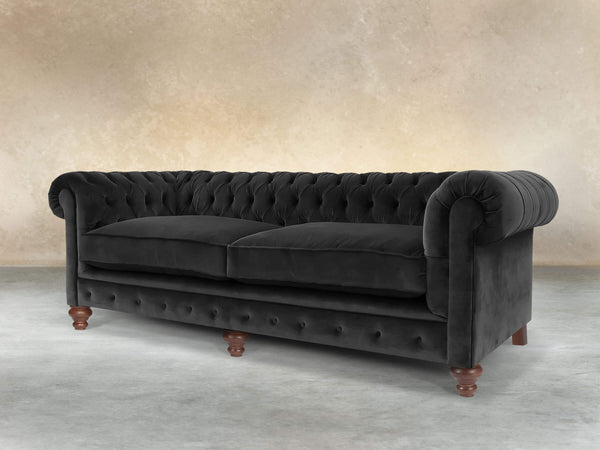 Arthur 4 Seat Chesterfield Sofa In Jet Black Lush Velvet