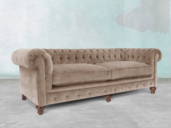 Arthur 4 Seat Chesterfield Sofa In Mocha Vintage Velvet