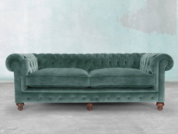 Arthur 4 Seat Chesterfield Sofa In Ocean Storm Vintage Velvet