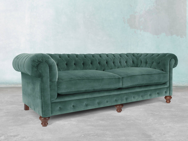 Arthur 4 Seat Chesterfield Sofa In Ocean Storm Vintage Velvet