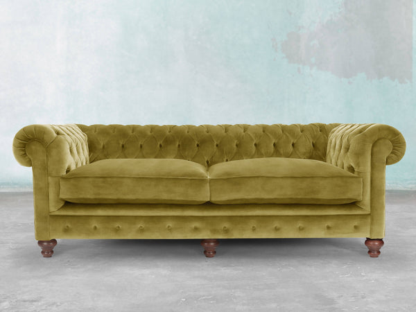 Arthur 4 Seat Chesterfield Sofa In Olive Vintage Velvet