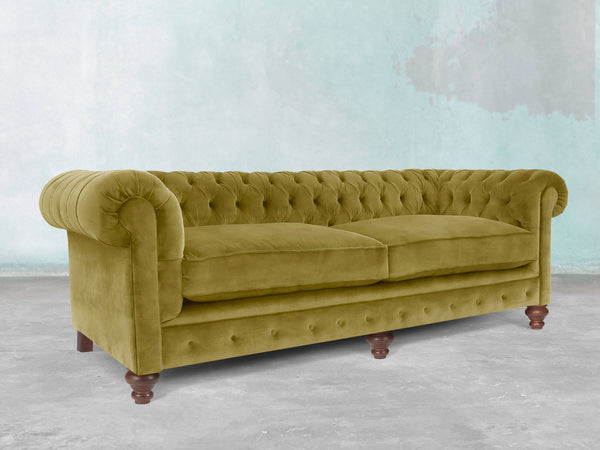 Arthur 4 Seat Chesterfield Sofa In Olive Vintage Velvet