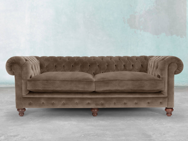 Arthur 4 Seat Chesterfield Sofa In Otter Vintage Velvet