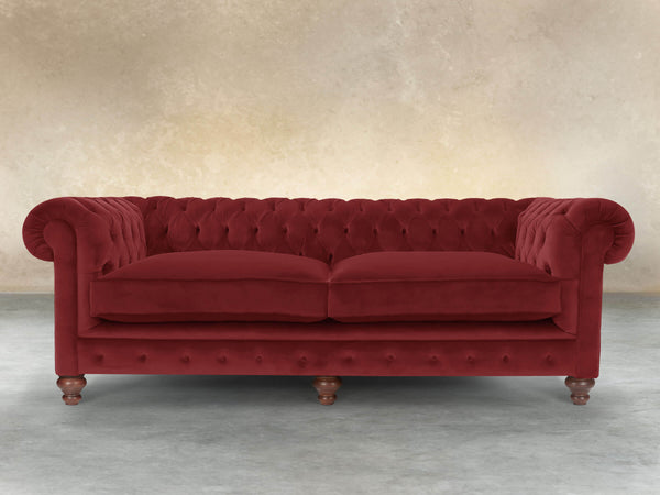 Arthur 4 Seat Chesterfield Sofa In Red Lush Velvet