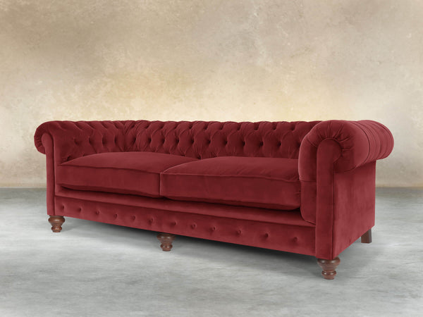 Arthur 4 Seat Chesterfield Sofa In Red Lush Velvet