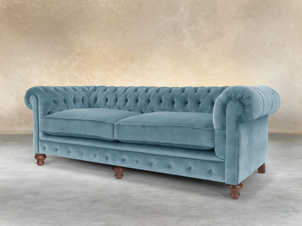 Arthur 4 Seat Chesterfield Sofa In Sky Lush Velvet