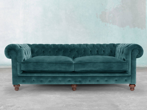 Arthur 4 Seat Chesterfield Sofa In Teal Vintage Velvet