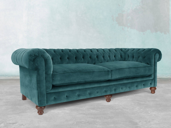 Arthur 4 Seat Chesterfield Sofa In Teal Vintage Velvet