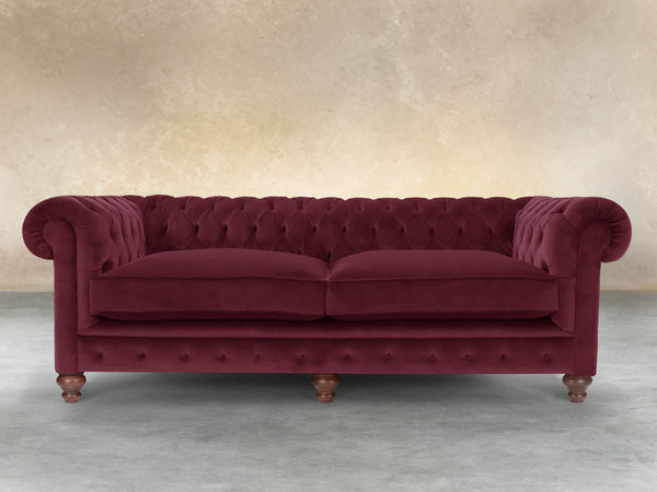 Arthur 4 Seat Chesterfield Sofa In Wine Lush Velvet