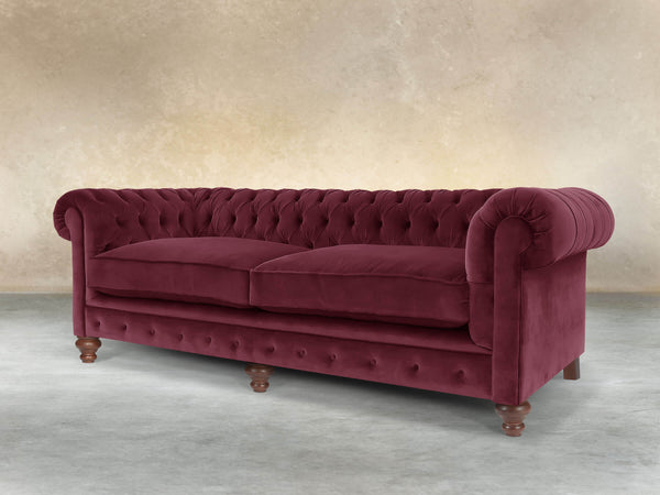 Arthur 4 Seat Chesterfield Sofa In Wine Lush Velvet