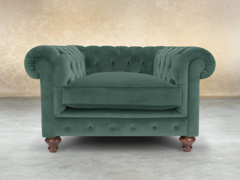 Arthur Chesterfield Chair In Aqua Lush Velvet