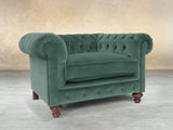 Arthur Chesterfield Chair In Aqua Lush Velvet