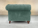 Arthur Chesterfield Chair In Aqua Lush Velvet