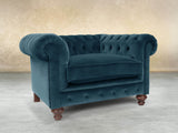 Arthur Chesterfield Chair In Blue Lush Velvet