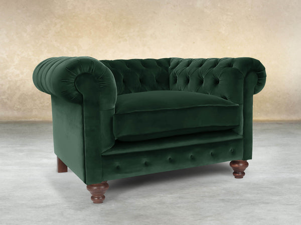 Arthur Chesterfield Chair In Dark Green Lush Velvet