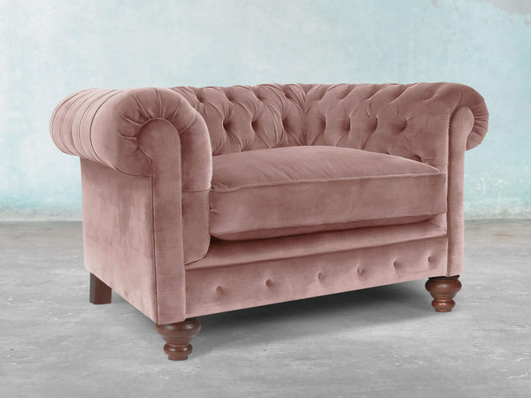 Arthur Chesterfield Chair In Dusky Pink Vintage Velvet