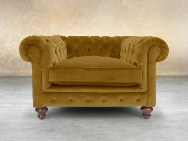 Arthur Chesterfield Chair In Golden Lush Velvet