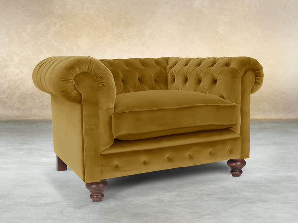 Arthur Chesterfield Chair In Golden Lush Velvet