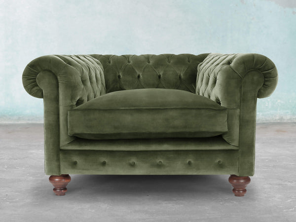 Arthur Chesterfield Chair In Jade Vintage Velvet