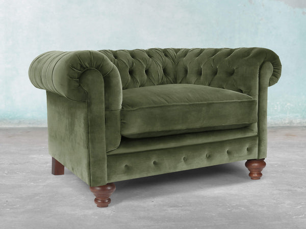 Arthur Chesterfield Chair In Jade Vintage Velvet