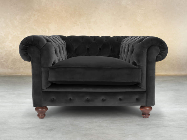 Arthur Chesterfield Chair In Jet Black Lush Velvet