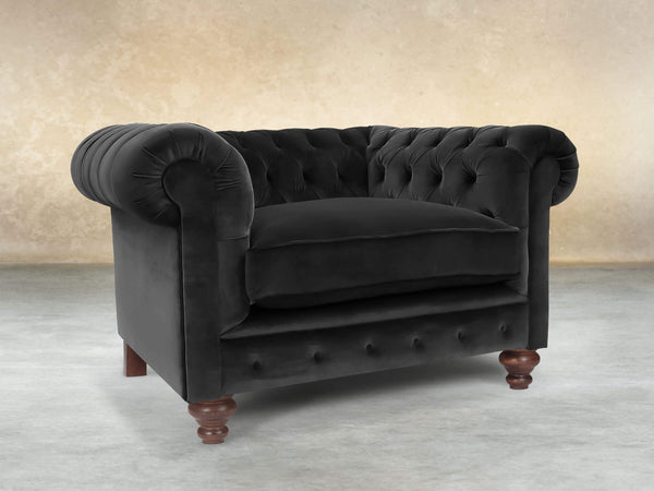 Arthur Chesterfield Chair In Jet Black Lush Velvet