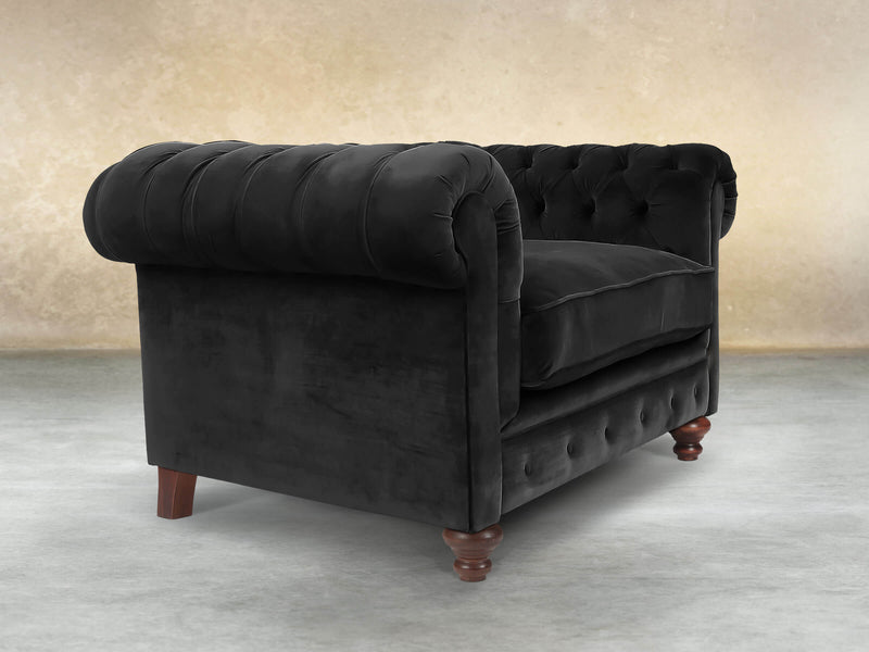 Arthur Chesterfield Chair In Jet Black Lush Velvet