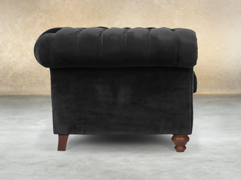 Arthur Chesterfield Chair In Jet Black Lush Velvet