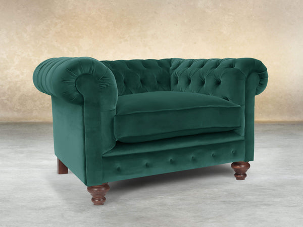 Arthur Chesterfield Chair In Kingfisher Lush Velvet