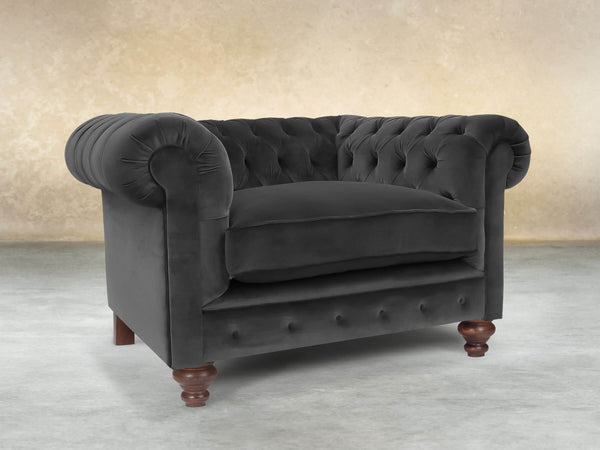 Arthur Chesterfield Chair In Nickel Lush Velvet