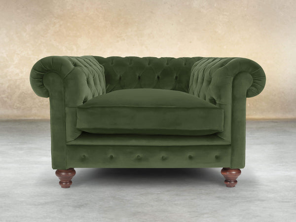 Arthur Chesterfield Chair In Pine Lush Velvet