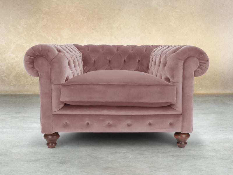 Arthur Chesterfield Chair In Pink Lush Velvet