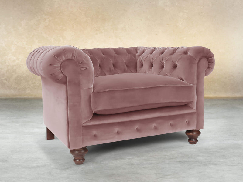 Arthur Chesterfield Chair In Pink Lush Velvet