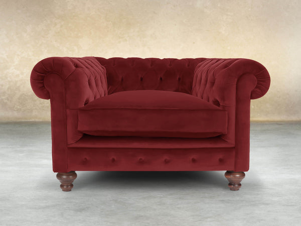 Arthur Chesterfield Chair In Red Lush Velvet