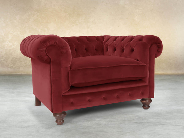 Arthur Chesterfield Chair In Red Lush Velvet