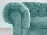 Arthur Chesterfield Chair In Summer Mist Vintage Velvet