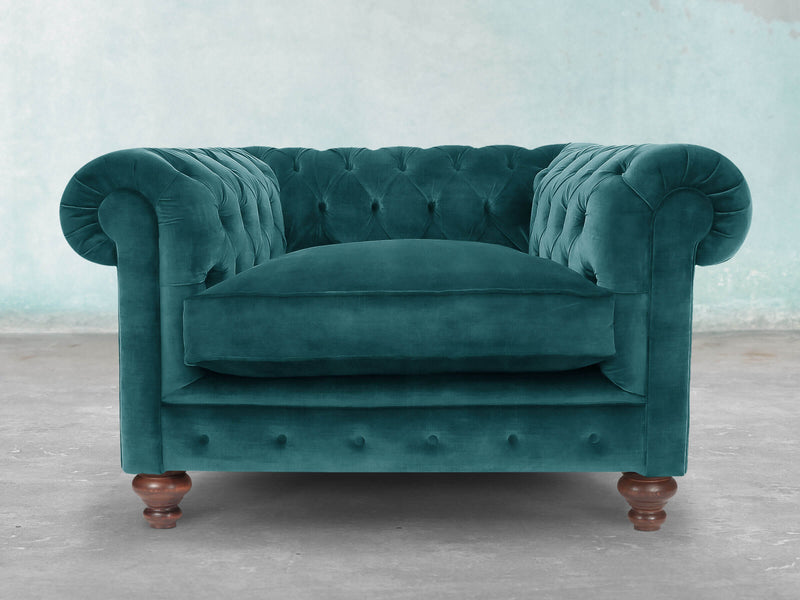 Arthur Chesterfield Chair In Teal Vintage Velvet