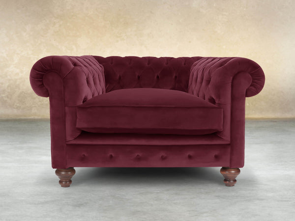 Arthur Chesterfield Chair In Wine Lush Velvet