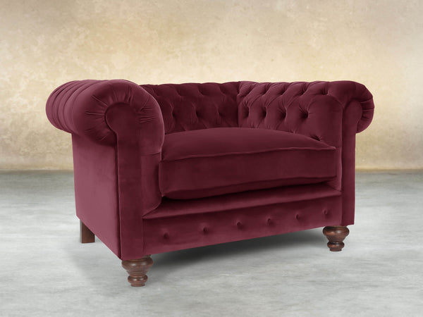 Arthur Chesterfield Chair In Wine Lush Velvet